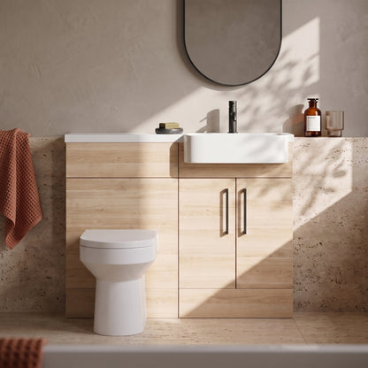 Fairford Union Light Oak 1000mm Round Semi Recessed Basin Right Hand Combination Pack