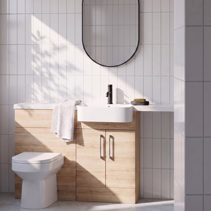 Fairford Union Light Oak 1000mm Round Semi Recessed Basin Right Hand Combination Pack