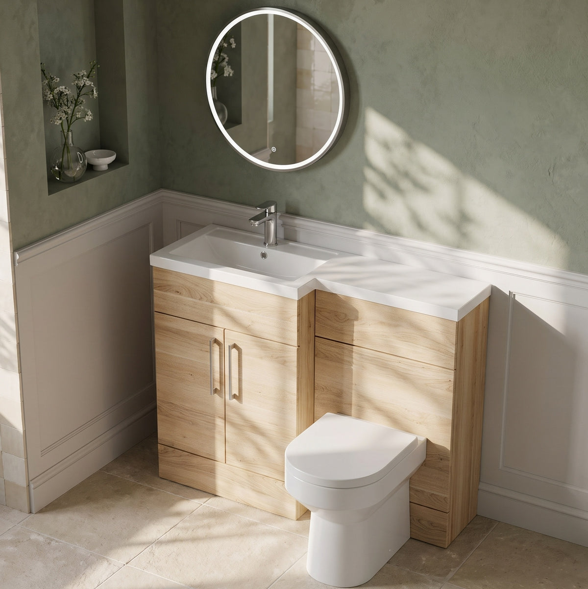 Fairford Union Light Oak 1100mm L Shape Left Hand Combination Pack