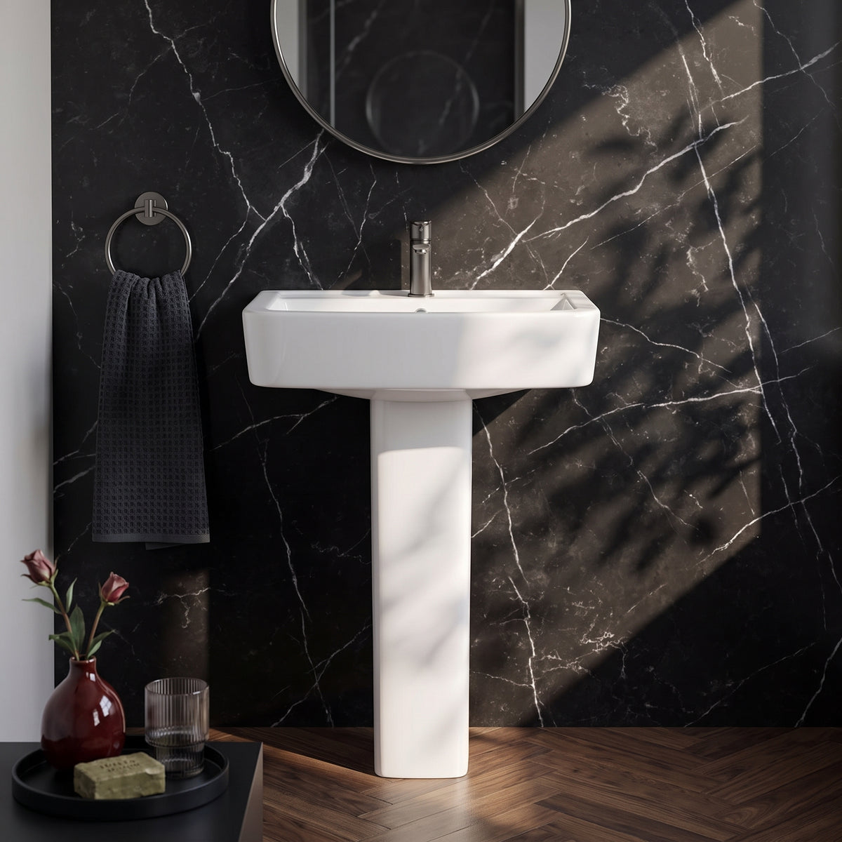 Fairford Mellow 520mm 1TH Basin and Full Pedestal