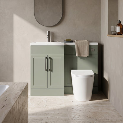 Fairford Union Style Shaker Matt Lux Green 1000mm L Shape Left Hand Combination Pack