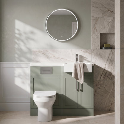 Fairford Union Style Shaker Matt Lux Green 1000mm Square Semi Recessed Basin Right Hand Combination Pack