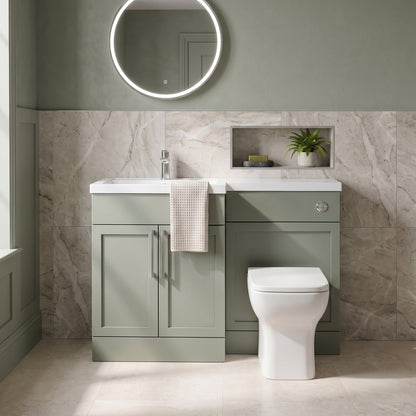 Fairford Union Style Shaker Matt Lux Green 1100mm L Shape Left Hand Combination Pack