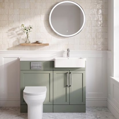 Fairford Union Style Shaker Matt Lux Green 1000mm Square Semi Recessed Basin Right Hand Combination Pack