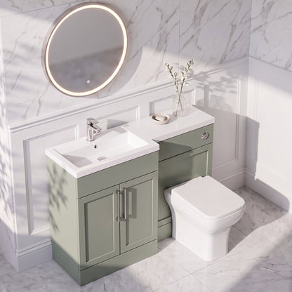 Fairford Union Style Shaker Matt Lux Green 1100mm L Shape Left Hand Combination Pack