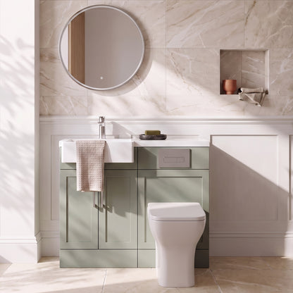 Fairford Union Style Shaker Matt Lux Green 1000mm Square Semi Recessed Basin Left Hand Combination Pack