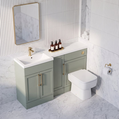 Fairford Union Style Shaker Matt Lux Green 1500mm L Shape Left Hand Combination Pack