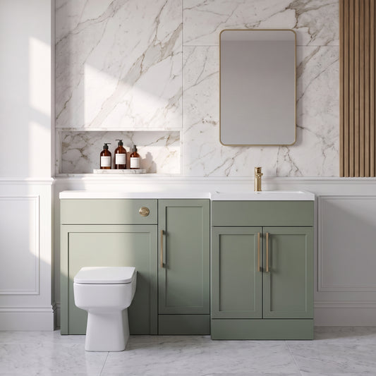 Fairford Union Style Shaker Matt Lux Green 1500mm L Shape Right Hand Combination Pack