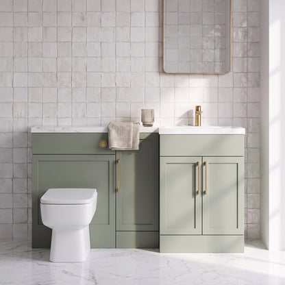 Fairford Union Style Shaker Matt Lux Green 1500mm L Shape Right Hand Combination Pack