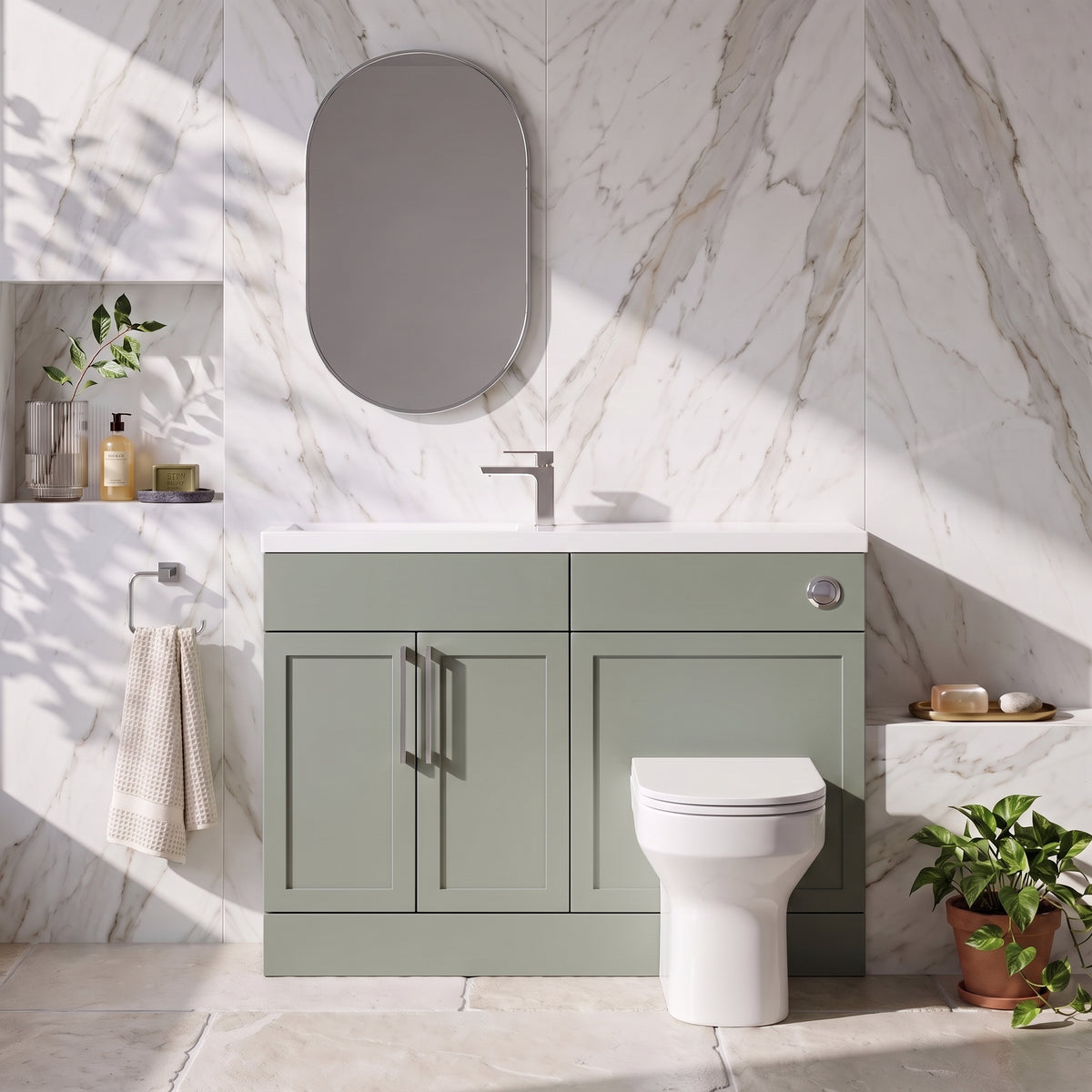 Fairford Union Style Shaker Matt Lux Green 1200mm Slimline Combination Pack
