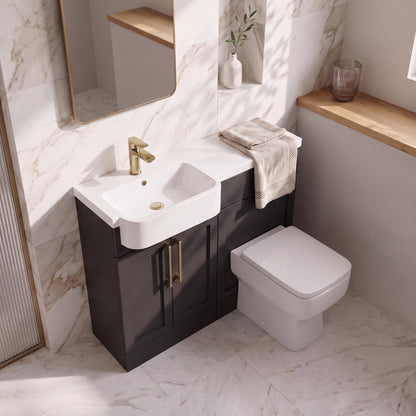 Fairford Union Style Shaker Matt Soft Black 1000mm Round Semi Recessed Basin Left Hand Combination Pack