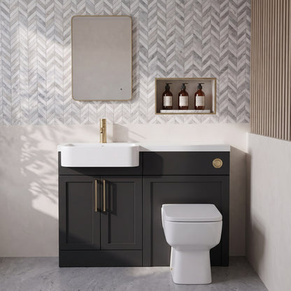 Fairford Union Style Shaker Matt Soft Black 1000mm Round Semi Recessed Basin Left Hand Combination Pack