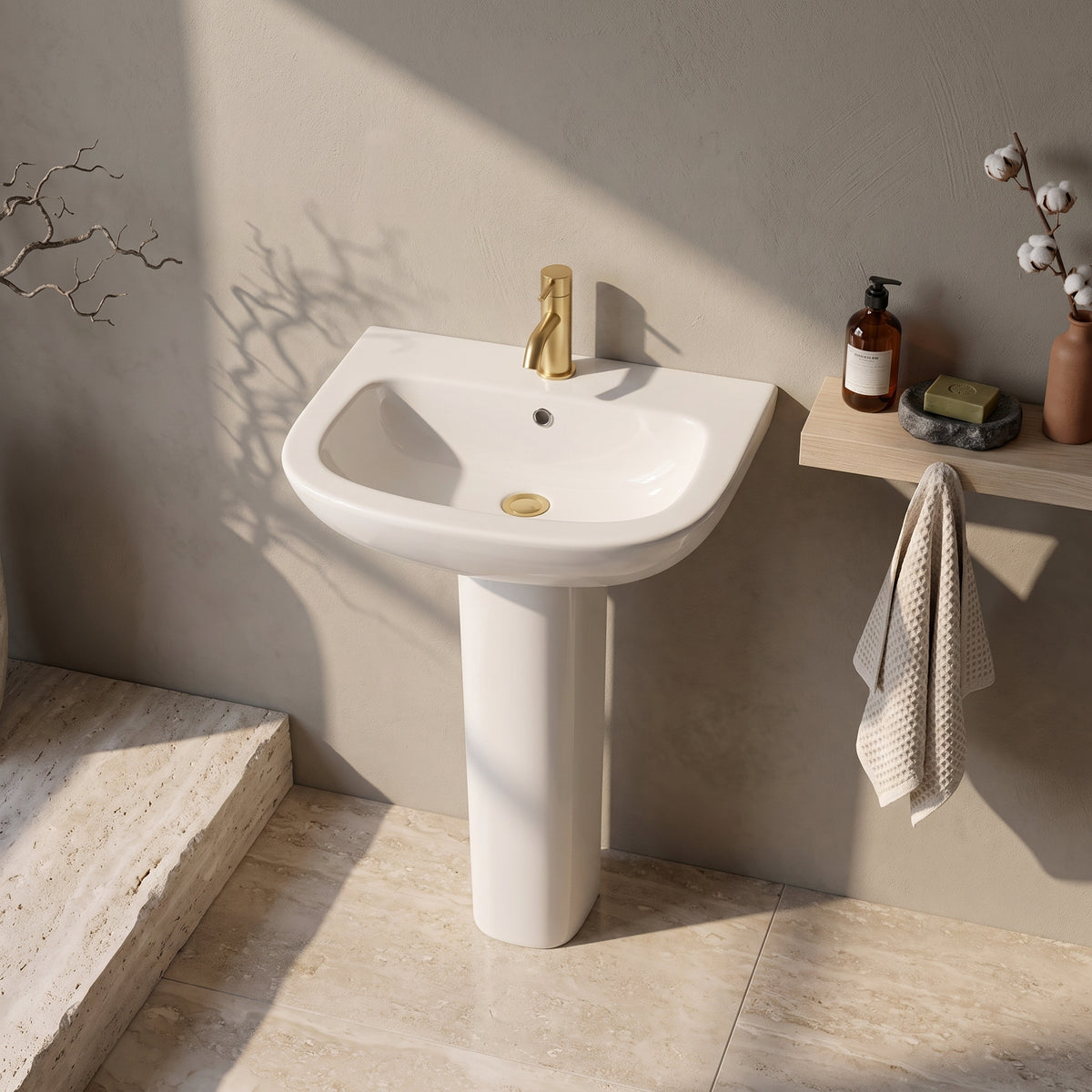 Fairford Roda 500mm 1 Tap Hole Basin with Full Pedestal