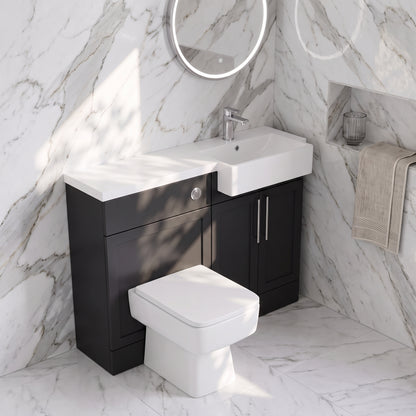 Fairford Union Style Shaker Matt Soft Black 1000mm Square Semi Recessed Basin Right Hand Combination Pack