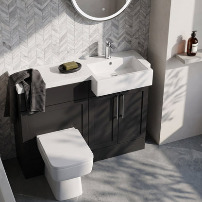 Fairford Union Style Shaker Matt Soft Black 1000mm Square Semi Recessed Basin Right Hand Combination Pack