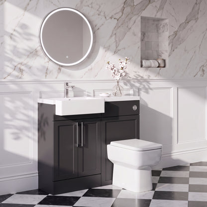 Fairford Union Style Shaker Matt Soft Black 1000mm Square Semi Recessed Basin Left Hand Combination Pack