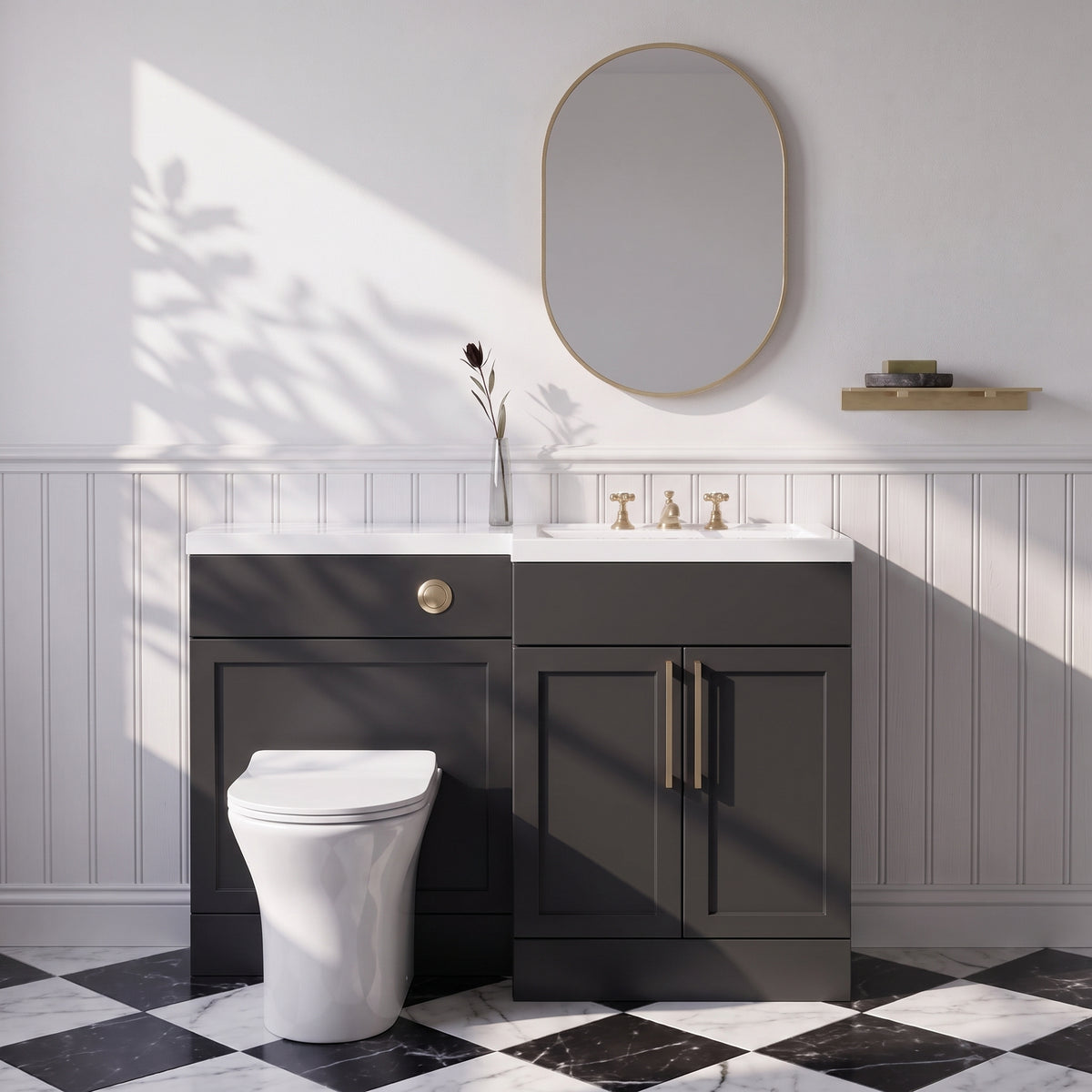 Fairford Union Style Shaker Matt Soft Black 1100mm L Shape Right Hand Combination Pack