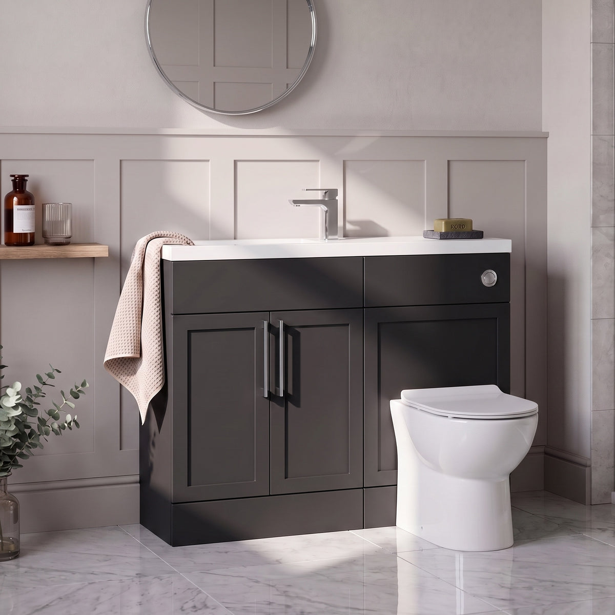 Fairford Union Style Shaker Matt Soft Black 1100mm Slimline Combination Pack