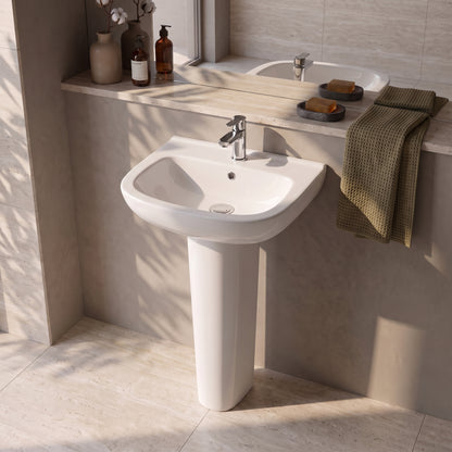 Fairford Roda 450mm 1 Tap Hole Basin with Full Pedestal