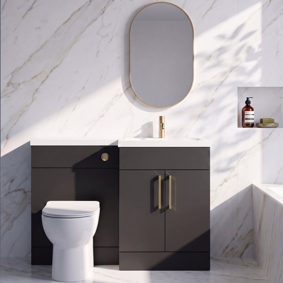 Fairford Union Style Shaker Matt Soft Black 1200mm L Shape Right Hand Combination Pack