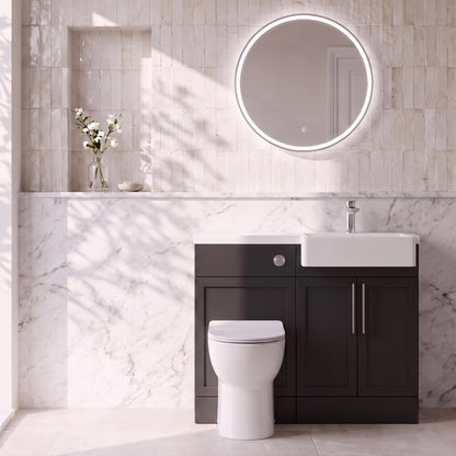 Fairford Union Style Shaker Matt Soft Black 1100mm Square Semi Recessed Basin Right Hand Combination Pack