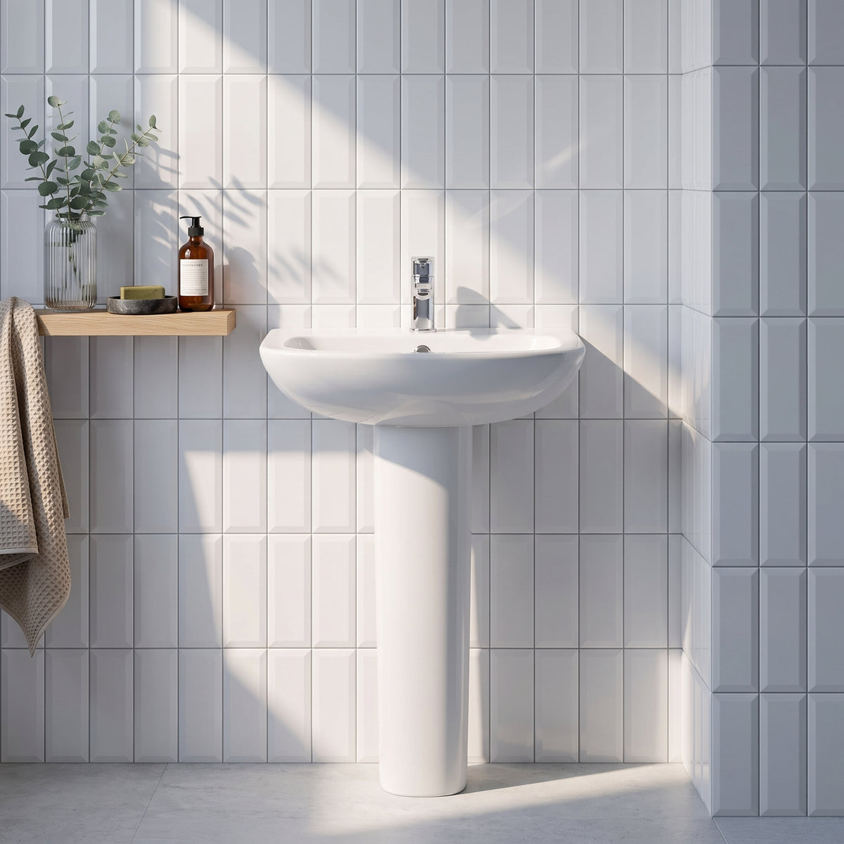 Fairford Roda 500mm 1 Tap Hole Basin with Full Pedestal