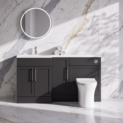 Fairford Union Style Shaker Matt Soft Black 1500mm L Shape Left Hand Combination Pack
