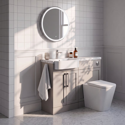 Fairford Union Style Shaker Matt Stone Grey 1000mm Round Semi Recessed Basin Left Hand Combination Pack