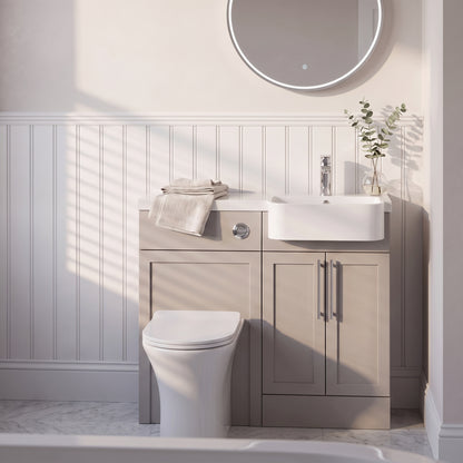 Fairford Union Style Shaker Matt Stone Grey 1000mm Round Semi Recessed Basin Right Hand Combination Pack