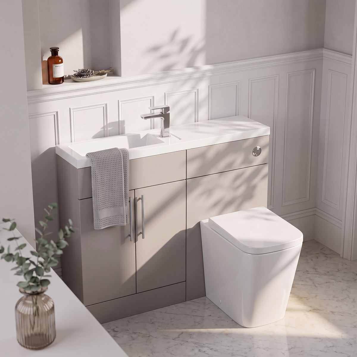Fairford Union Style Shaker Matt Stone Grey 1000mm Slimline Combination Pack