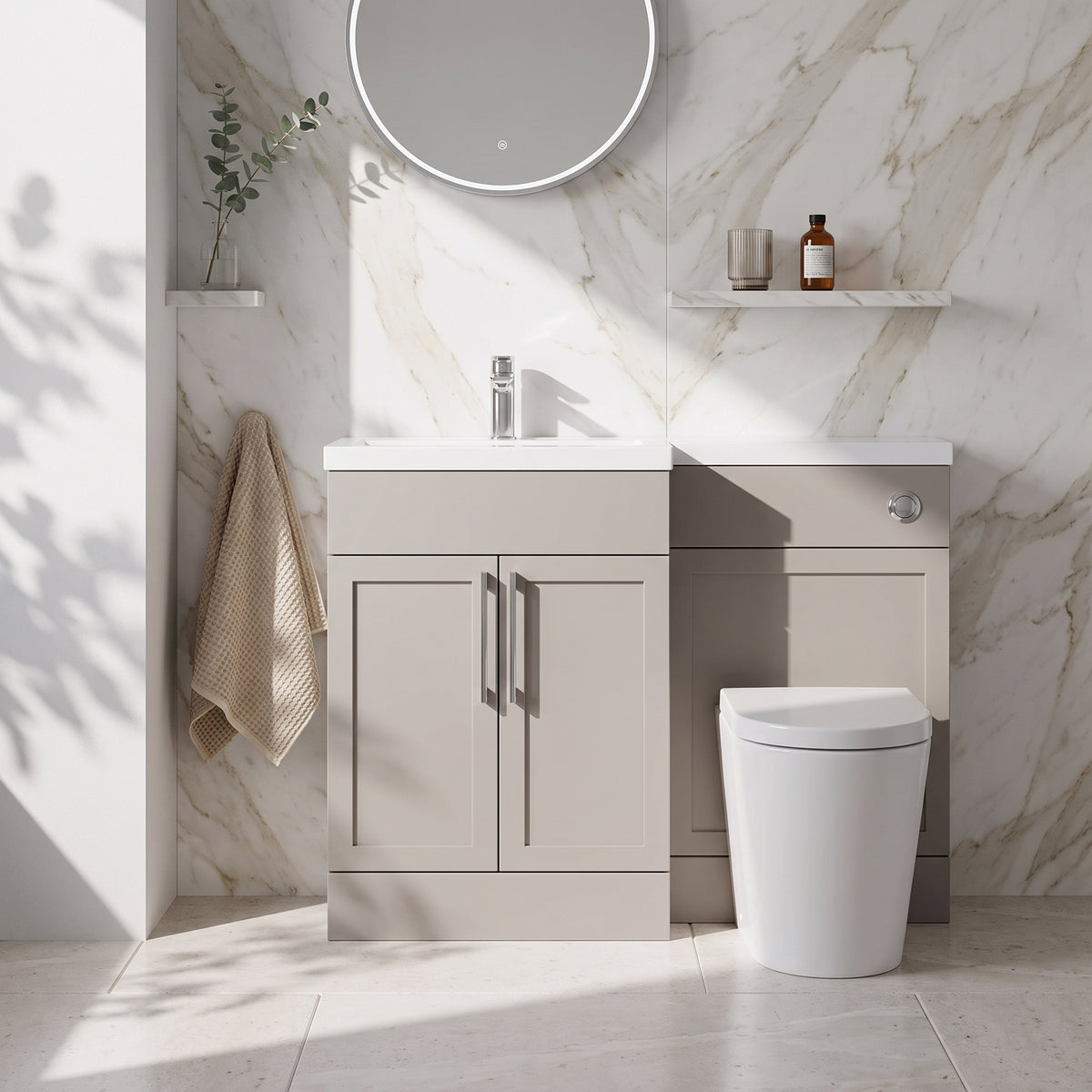 Fairford Union Style Shaker Matt Stone Grey 1100mm L Shape Left Hand Combination Pack