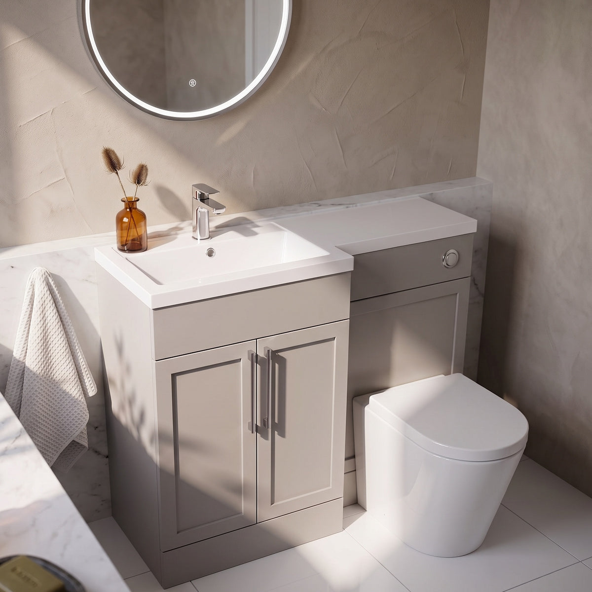 Fairford Union Style Shaker Matt Stone Grey 1100mm L Shape Left Hand Combination Pack