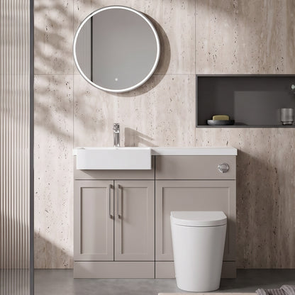 Fairford Union Style Shaker Matt Stone Grey 1000mm Square Semi Recessed Basin Left Hand Combination Pack