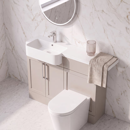 Fairford Union Style Shaker Matt Stone Grey 1100mm Round Semi Recessed Basin Left Hand Combination Pack