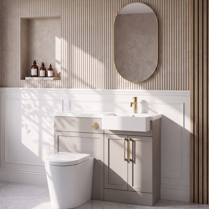 Fairford Union Style Shaker Matt Stone Grey 1000mm Square Semi Recessed Basin Right Hand Combination Pack