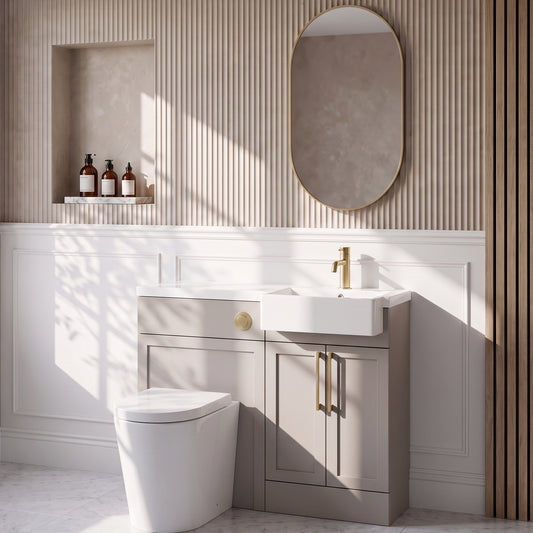 Fairford Union Style Shaker Matt Stone Grey 1000mm Square Semi Recessed Basin Right Hand Combination Pack