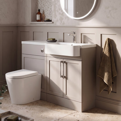 Fairford Union Style Shaker Matt Stone Grey 1100mm Round Semi Recessed Basin Right Hand Combination Pack