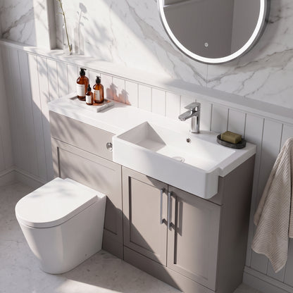Fairford Union Style Shaker Matt Stone Grey 1100mm Square Semi Recessed Basin Right Hand Combination Pack
