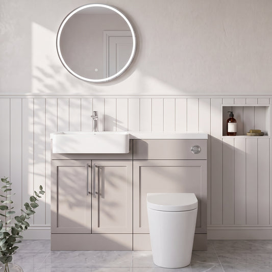 Fairford Union Style Shaker Matt Stone Grey 1100mm Square Semi Recessed Basin Left Hand Combination Pack