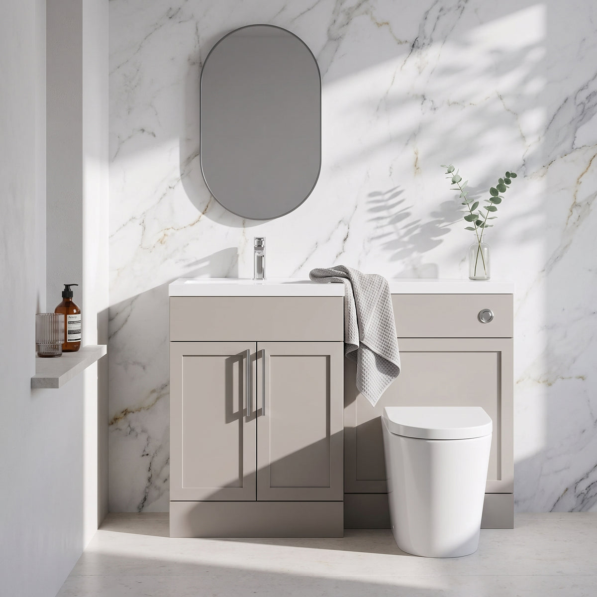 Fairford Union Style Shaker Matt Stone Grey 1200mm L Shape Left Hand Combination Pack