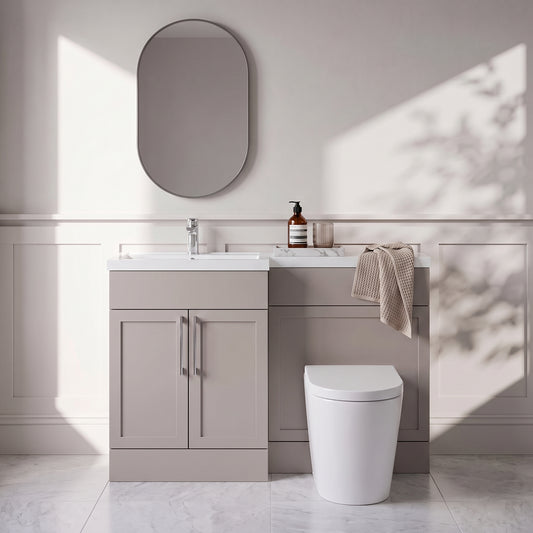 Fairford Union Style Shaker Matt Stone Grey 1200mm L Shape Left Hand Combination Pack