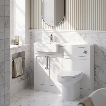 Fairford Union Style Shaker Matt White 1000mm Square Semi Recessed Basin Left Hand Combination Pack