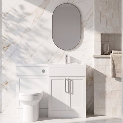 Fairford Union Style Shaker Matt White 1100mm L Shape Right Hand Combination Pack