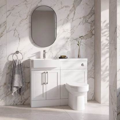 Fairford Union Style Shaker Matt White 1000mm Square Semi Recessed Basin Left Hand Combination Pack