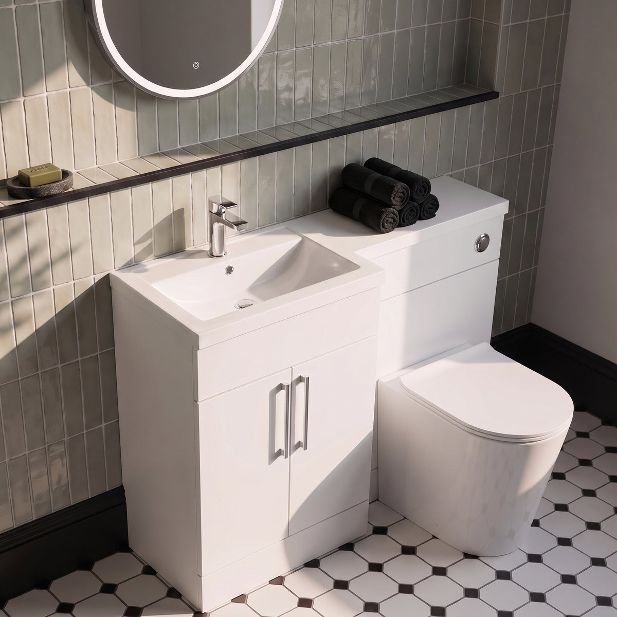 Fairford Union Style Shaker Matt White 1200mm L Shape Left Hand Combination Pack