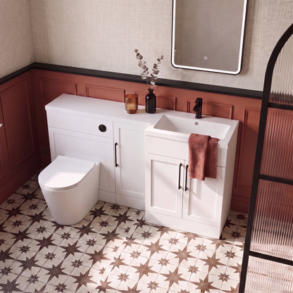 Fairford Union Style Shaker Matt White 1500mm L Shape Right Hand Combination Pack