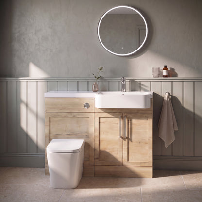 Fairford Union Style Shaker Dark Oak 1100mm Round Semi Recessed Basin Right Hand Combination Pack