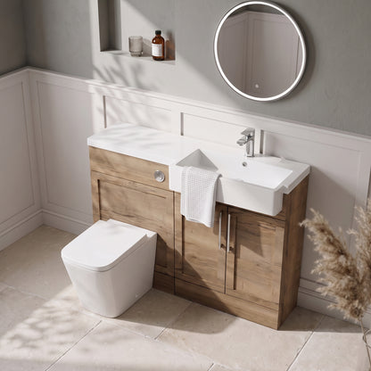 Fairford Union Style Shaker Dark Oak 1100mm Square Semi Recessed Basin Right Hand Combination Pack
