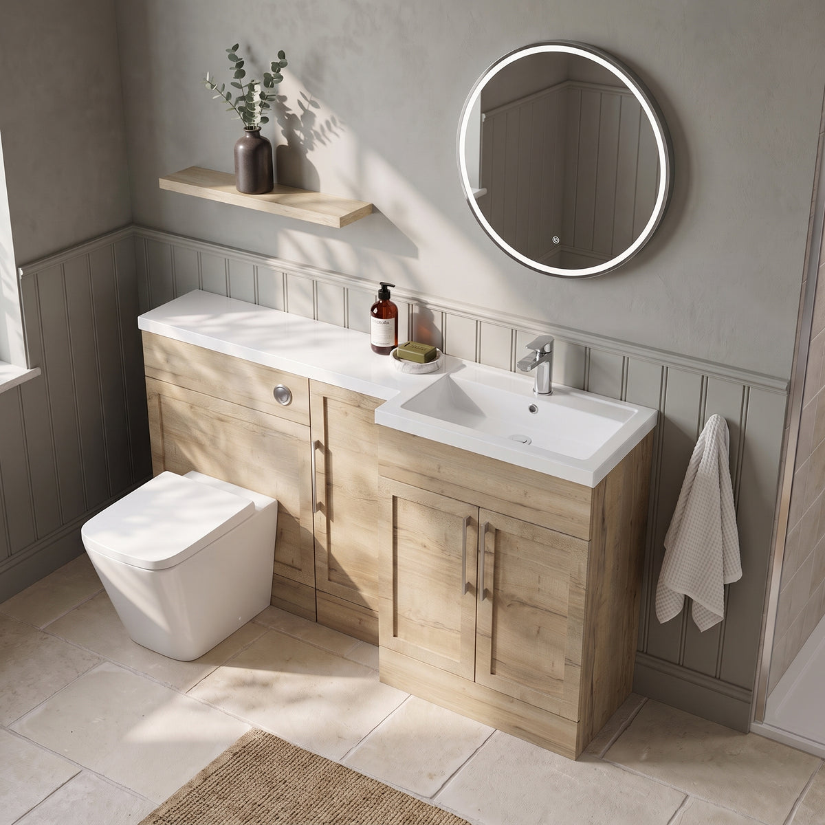 Fairford Union Style Shaker Dark Oak 1500mm L Shape Right Hand Combination Pack