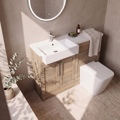 Fairford Union Style Shaker Dark Oak 1100mm Square Semi Recessed Basin Left Hand Combination Pack